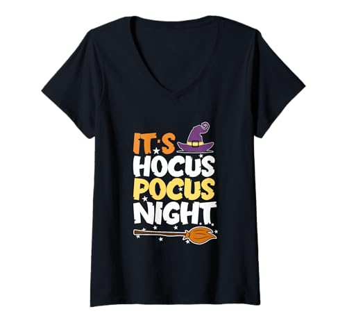 Damen Hocus Pocus Night Witch Witches Halloween Witches Witches Broom Witc T-Shirt mit V-Ausschnitt Damen Hocus Pocus Night Witch Witches Halloween Witches Witches Broom Witc T-Shirt mit V-Ausschnitt von Hocus Pocus Night