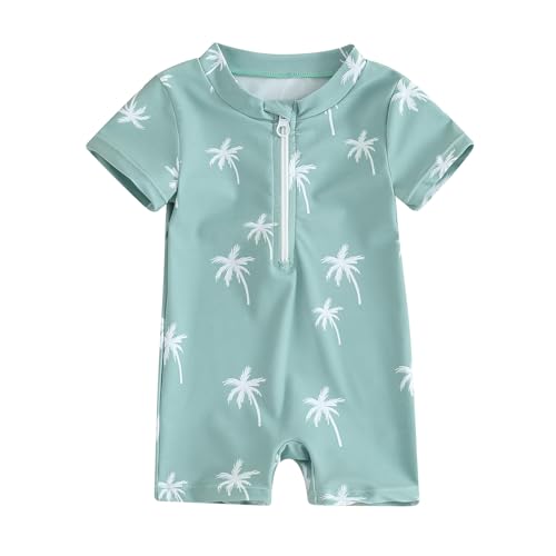 HodJIU Badeanzug für Babys, Jungen, UV-Schutz, Dinosaurier-Druck, kurzärmelig, Badeanzug, Schwimmbad, Strand, Surfen, blau, 2- 3 Jahre von HodJIU