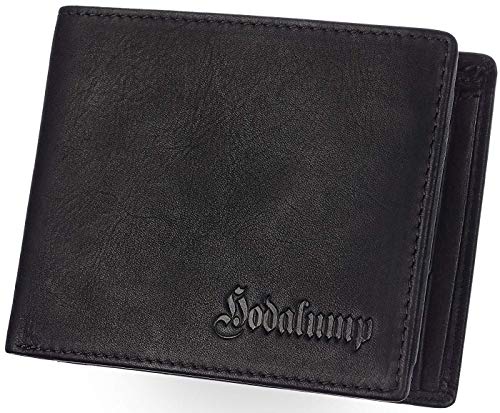 hodalump Echt-Leder Geldbörse • Premium Geldbeutel für Damen und Herren mit RFID-Schutz • Langlebiges Portmonee mit Münzfach • Komfortable Brieftasche in Schwarz von hodalump