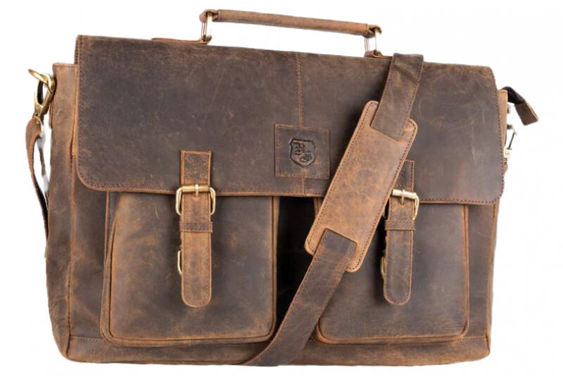 Hodalump - Hodalump Jordan Aktentasche mit Laptopfach echt Leder braun Braun von Hodalump