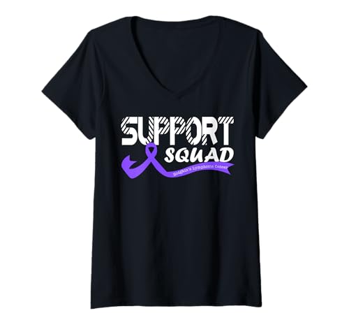 Damen Monat zur Aufklärung über Hodgkin-Lymphomkrebs, Unterstützung, Team T-Shirt mit V-Ausschnitt Damen Monat zur Aufklärung über Hodgkin-Lymphomkrebs, Unterstützung, Team T-Shirt mit V-Ausschnitt von Hodgkin's Lymphoma Cancer Awareness Warrior Tee