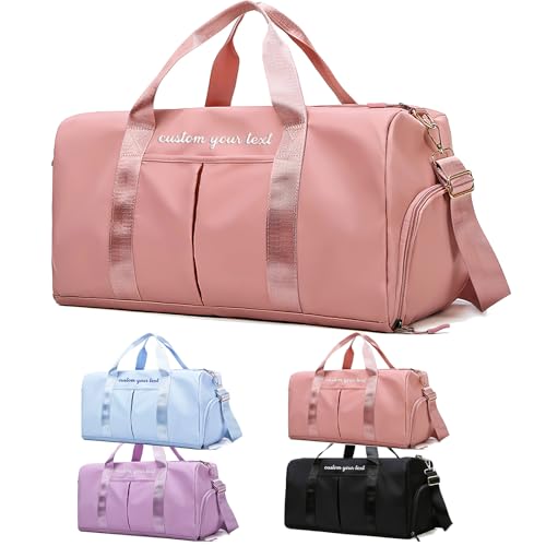 Personalisierte Reisetasche mit besticktem Namen Individueller Trocken- und Nass-Trennbeutel Sport-Turnbeutel mit Taschen und Schuhen personalisierte Weekender für die Nacht wasserdichte Reisetaschen von Hodmec