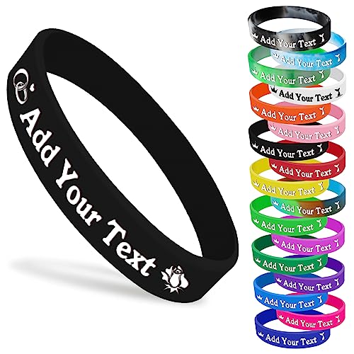Personalisierte Silikon-Armbänder mit Text-Logo, benutzerdefinierte Gummi-Armbänder, 1 Packungen, maßgeschneidertes Silikon-Armband für Veranstaltungen, Sport, Partys, Hochzeiten von Hodmec