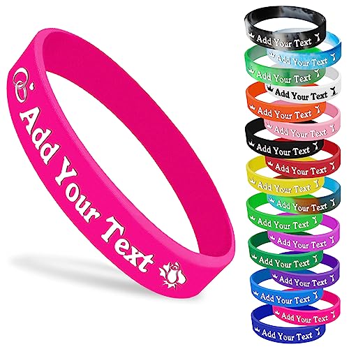 Personalisierte Silikon-Armbänder mit Text-Logo, benutzerdefinierte Gummi-Armbänder, 1 Packungen, maßgeschneidertes Silikon-Armband für Veranstaltungen, Sport, Partys, Hochzeiten von Hodmec