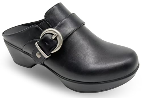 Pantoletten für Damen, flache Schuhe, bequeme Schlupfschuhe, geschlossene runde Zehenpartie, Pantoletten, Clogs, Schuhe mit Fußgewölbeunterstützung, lässig, rückenfrei, Dunkles Schwarz, 40 EU Pantoletten für Damen, flache Schuhe, bequeme Schlupfschuhe, geschlossene runde Zehenpartie, Pantoletten, Clogs, Schuhe mit Fußgewölbeunterstützung, lässig, rückenfrei, Dunkles Schwarz, 40 EU von Hodrmios