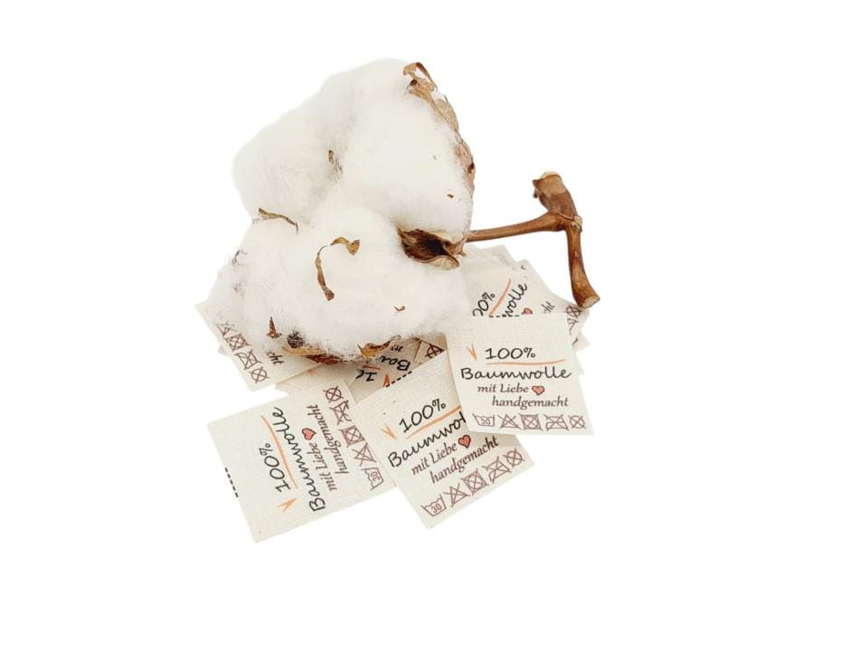 20 Textiletiketten 100% Baumwolle Auf Naturbaumwollband 20 Textiletiketten 100% Baumwolle Auf Naturbaumwollband von HoedtkeVertrieb