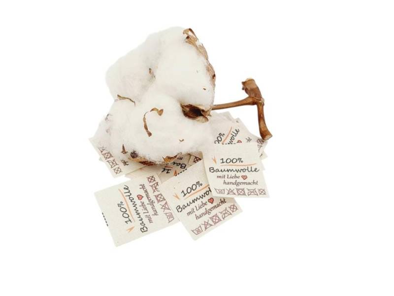 20 Textiletiketten 100% Baumwolle Auf Naturbaumwollband 20 Textiletiketten 100% Baumwolle Auf Naturbaumwollband von HoedtkeVertrieb