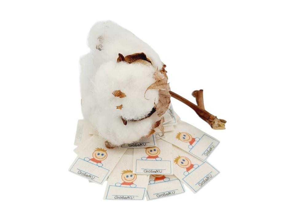 20 Textiletiketten Für Kinderkleidung Mit Jungenmotiv Zum Selbst Beschriften Auf Naturbaumwollband von HoedtkeVertrieb