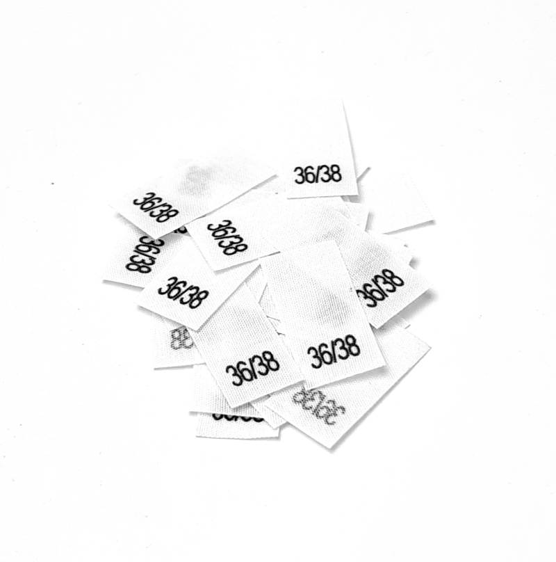 25 Textiletiketten Größe 36/38Auf Mischband 25 Textiletiketten Größe 36/38Auf Mischband von HoedtkeVertrieb