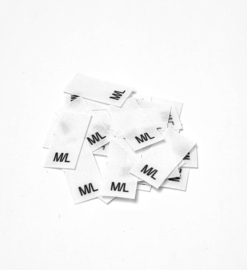 25 Textiletiketten Größe M/L Auf Mischband von HoedtkeVertrieb
