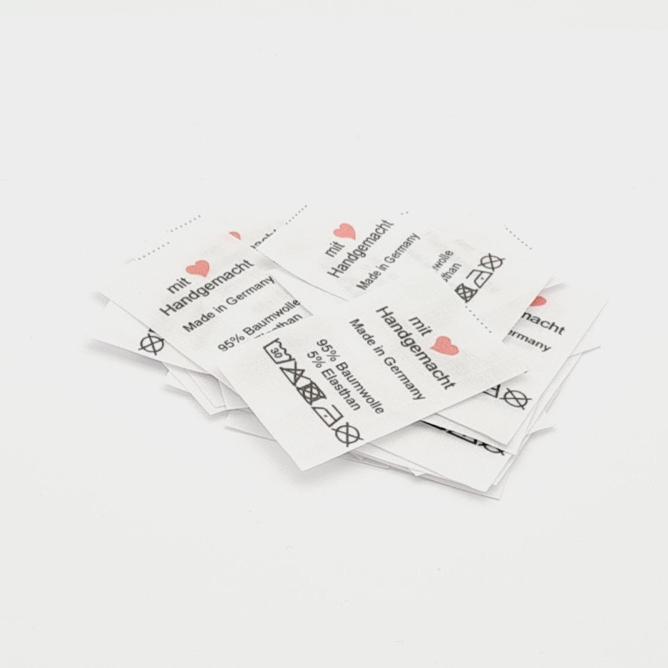 25 Textiletiketten Mit Herz-Symbol Handgemacht - Made in Germany Und Materialangabe 25 Textiletiketten Mit Herz-Symbol Handgemacht - Made in Germany Und Materialangabe von HoedtkeVertrieb