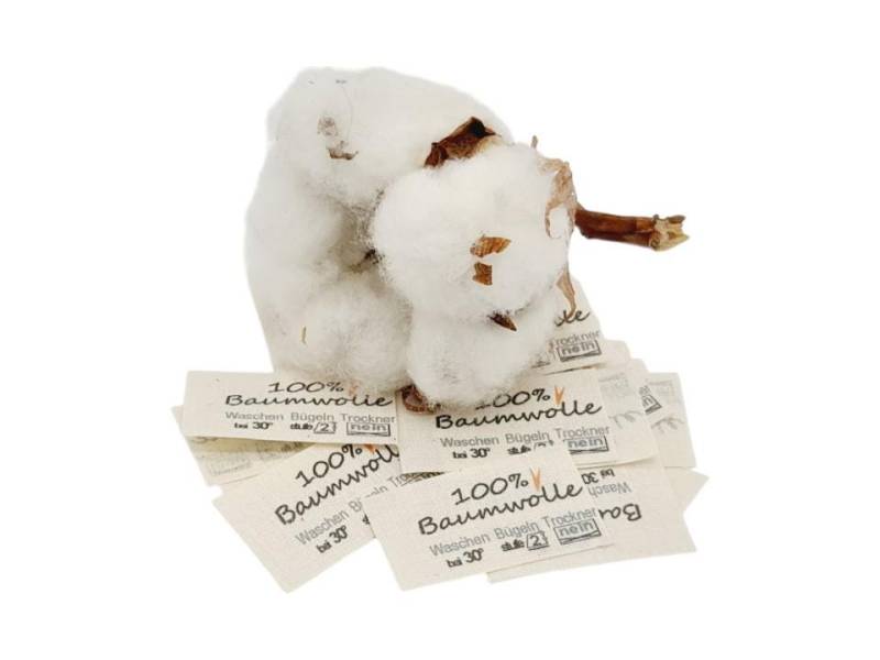 50 Textiletiketten 100% Baumwolle Auf Naturbaumwollband -Linzensfrei von HoedtkeVertrieb