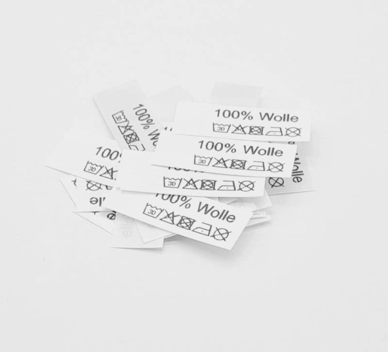 50 Textiletiketten 100% Wolle von HoedtkeVertrieb