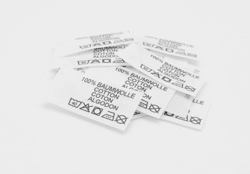 50 Textiletiketten 100%baumwolle in 4 Sprachen von HoedtkeVertrieb