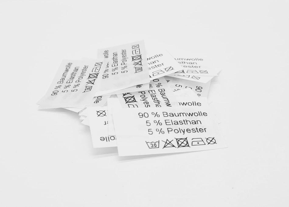 50 Textiletiketten 90% Baumwolle 5 Elasthan Polyester 50 Textiletiketten 90% Baumwolle 5 Elasthan Polyester von HoedtkeVertrieb