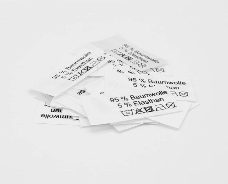 50 Textiletiketten 95 % Baumwolle 5 Elasthan 40 Grad von HoedtkeVertrieb