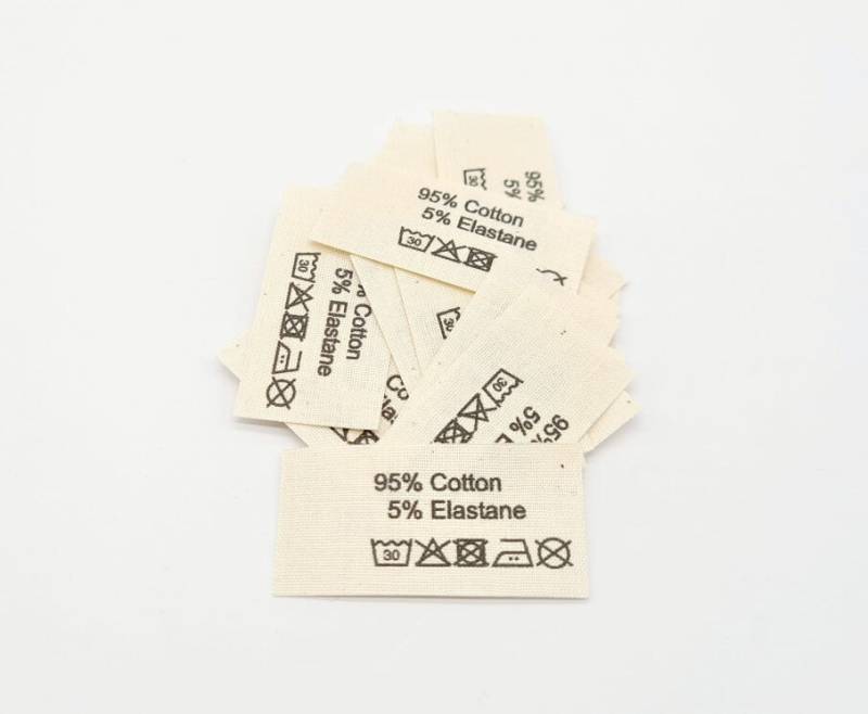 50 Textiletiketten Aus Naturbaumwollband Mit Der Aufschrift 95% Cotton 5 Elastane | Englisch 50 Textiletiketten Aus Naturbaumwollband Mit Der Aufschrift 95% Cotton 5 Elastane | Englisch von HoedtkeVertrieb