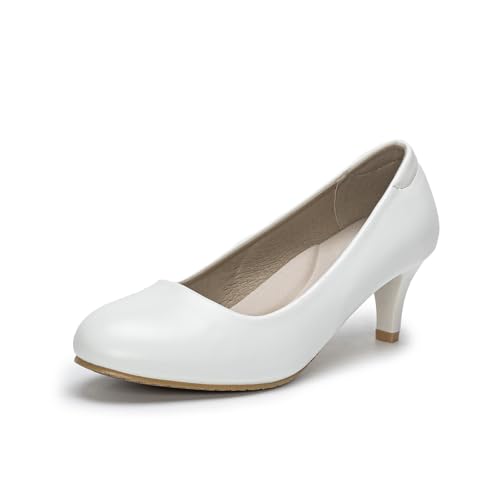 Hoefirm Damen Pumps Elegant und Bequem Kitten Heels Absatzschuhe Frauen Schuhe Pumps Weiß 39 von Hoefirm