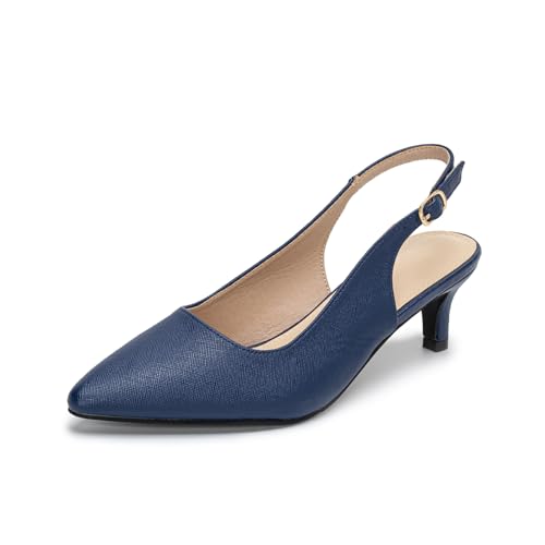 Hoefirm Damen Pumps Slingback Sandalen mit Absatz Kitten Heels Bequeme Schuhe Sommer Elegant Absatzschuhe Pumps Blau 42 von Hoefirm