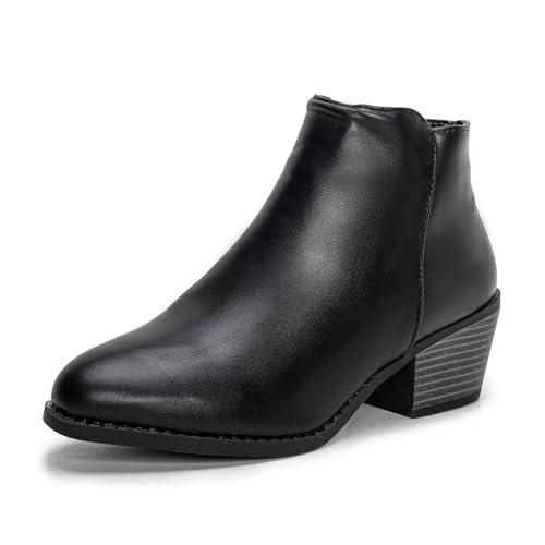 Hoefirm Damen Stiefel Chelsea Boots Stiefeletten mit Absatz Winterschuhe Blockabsatz Frauen Schuhe Boots Damen Schwarz 39 von Hoefirm