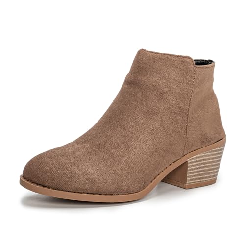 Hoefirm Damen Stiefel Chelsea Boots Stiefeletten mit Absatz Winterschuhe Blockabsatz Frauen Schuhe Boots Damen Taupe 42 von Hoefirm