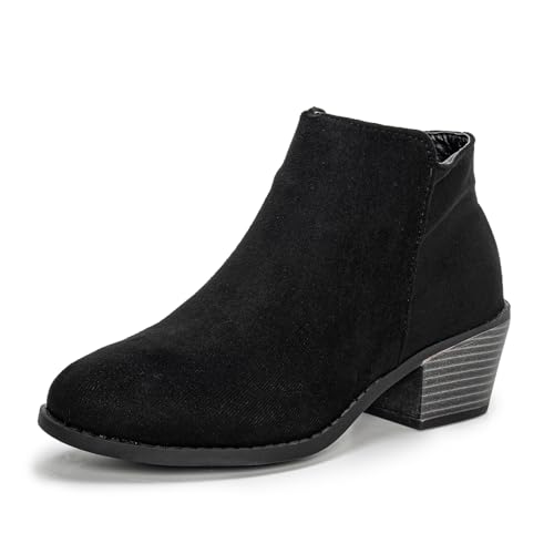 Hoefirm Damen Stiefel Chelsea Boots Stiefeletten mit Absatz Winterschuhe Blockabsatz Frauen Schuhe Leder Stiefeletten Damen Boots Damen Schwarz 41 von Hoefirm