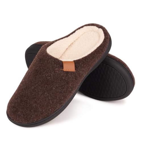 Hoefirm Hausschuhe Herren Pantoletten Memory Foam Slipper Flache Schuhe Männer Schuhe Braun 44 45 von Hoefirm
