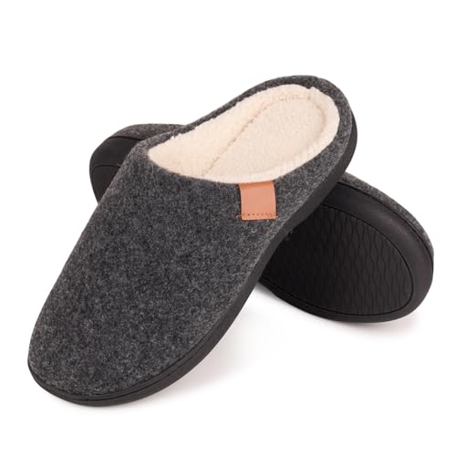 Hoefirm Hausschuhe Herren Pantoletten Memory Foam Slipper Flache Schuhe Männer Schuhe Schwarz 42 43 von Hoefirm