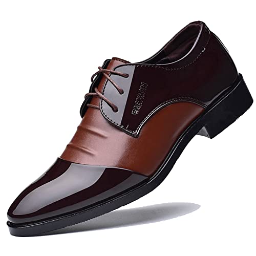 Hoefirm Herren Schnürschuhe Anzugschuhe Derbys Lackleder Arbeitsschuhe Büro Kleid Business Schuhe Hochzeitschuhe Braun 42 EU von Hoefirm