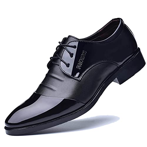 Hoefirm Herren Schnürschuhe Anzugschuhe Derbys Lackleder Arbeitsschuhe Büro Kleid Business Schuhe Hochzeitschuhe Schwarz 42 EU von Hoefirm