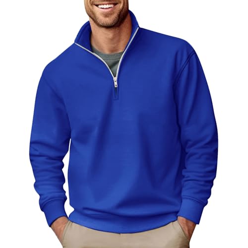 Hoefirm Herren Zip Pullover Casual Tops Turtle Neck Pullover Basic Sweatshirts Langarm Leichtgewicht Sport Workout Marine XXL von Hoefirm