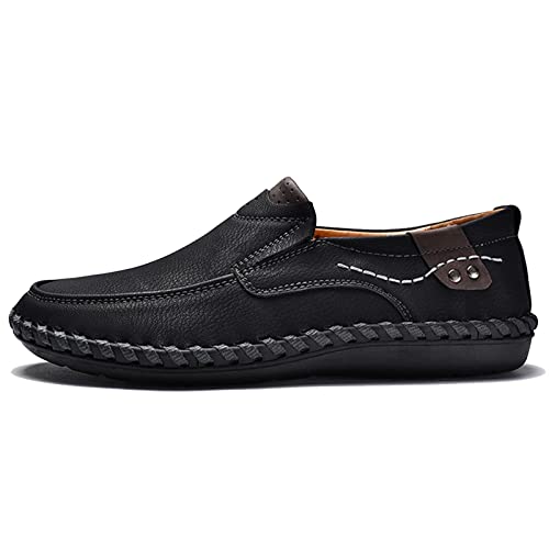 Hoefirm Mokassins Herren Loafer Leder Schuhe Flache Hausschuhe Slip on Schuhe Schwarze Schuhe Herren Schuhe 49 von Hoefirm