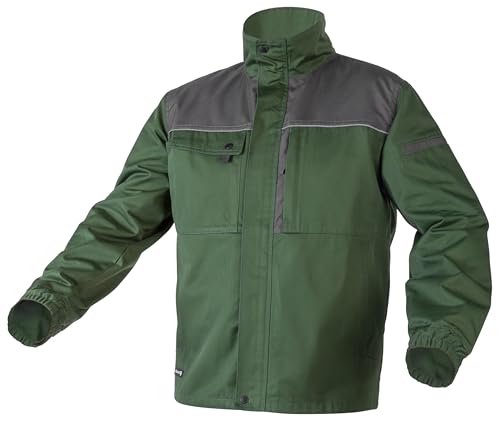 HÖGERT TECHNIK RUWER Arbeitsschutzjacke L Dunkelgrün – Herren Arbeitsjacke mit Reißverschluss, 5 Taschen, reflektierend – Baumwolle & Polyester – Outdoor & Baujacke von Högert Technik