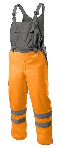 Högert Technik AICH Warnschutz Latzhose Winter Herren – Wasserdicht, Gefüttert, Reflektierend, EN ISO 20471 Klasse 1, 4 Taschen, Orange, Oxford 300D von Högert Technik