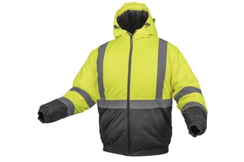 Högert Technik - Arbeitsjacke Herren OKER, Reflektierende Jacke Wattierte, Warn Pilotenjacke Herren, Winddichte Warnjacke mit Polyester-Isolierung, 3 in 1 Jacke, Gelb - Größe M von Högert Technik