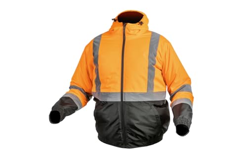 Högert Technik - Arbeitsjacke Herren OKER, Reflektierende Jacke Wattierte, Warn Pilotenjacke Herren, Winddichte Warnjacke mit Polyester-Isolierung, 3 in 1 Jacke, Orange - Größe S von Högert Technik