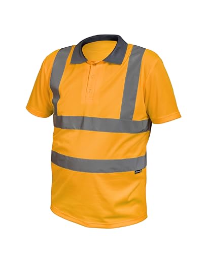 Högert Technik Felix Hochsichtbares Polo-Shirt Orange M – Atmungsaktiv, Reflexstreifen, EN ISO 20471 Klasse 2, Arbeits- & Schutzkleidung Reflektierendes von Högert Technik