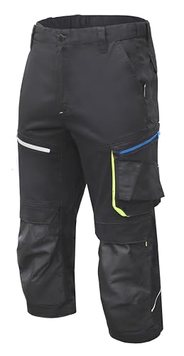 Högert Technik - Reetz elastische 3/4 Schutzhose schwarz M (50) |Twill-Gewebe | Shorts mit Taschen | Herren Kurz Arbeitshose | Arbeitsshorts Arbeitshosen Männer | EN ISO 13688 von Högert Technik