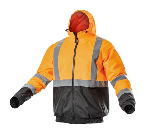 Högert Technik Warnschutzjacke Herren wasserdicht – Regenjacke Arbeitsjacke mit Kapuze – Sicherheitsjacke Reflektierend für Bau, Industrie, Outdoor – EN ISO 20471 Klasse 2 zertifiziert S von Högert Technik