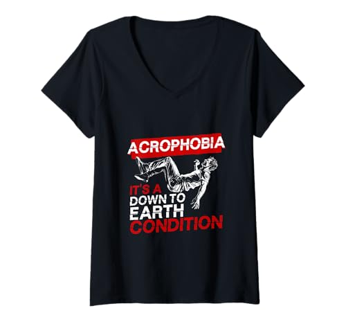 Damen Akrophobie Höhenangst Schwindel Höhenphobie T-Shirt mit V-Ausschnitt Damen Akrophobie Höhenangst Schwindel Höhenphobie T-Shirt mit V-Ausschnitt von Höhenangst Akrophobie