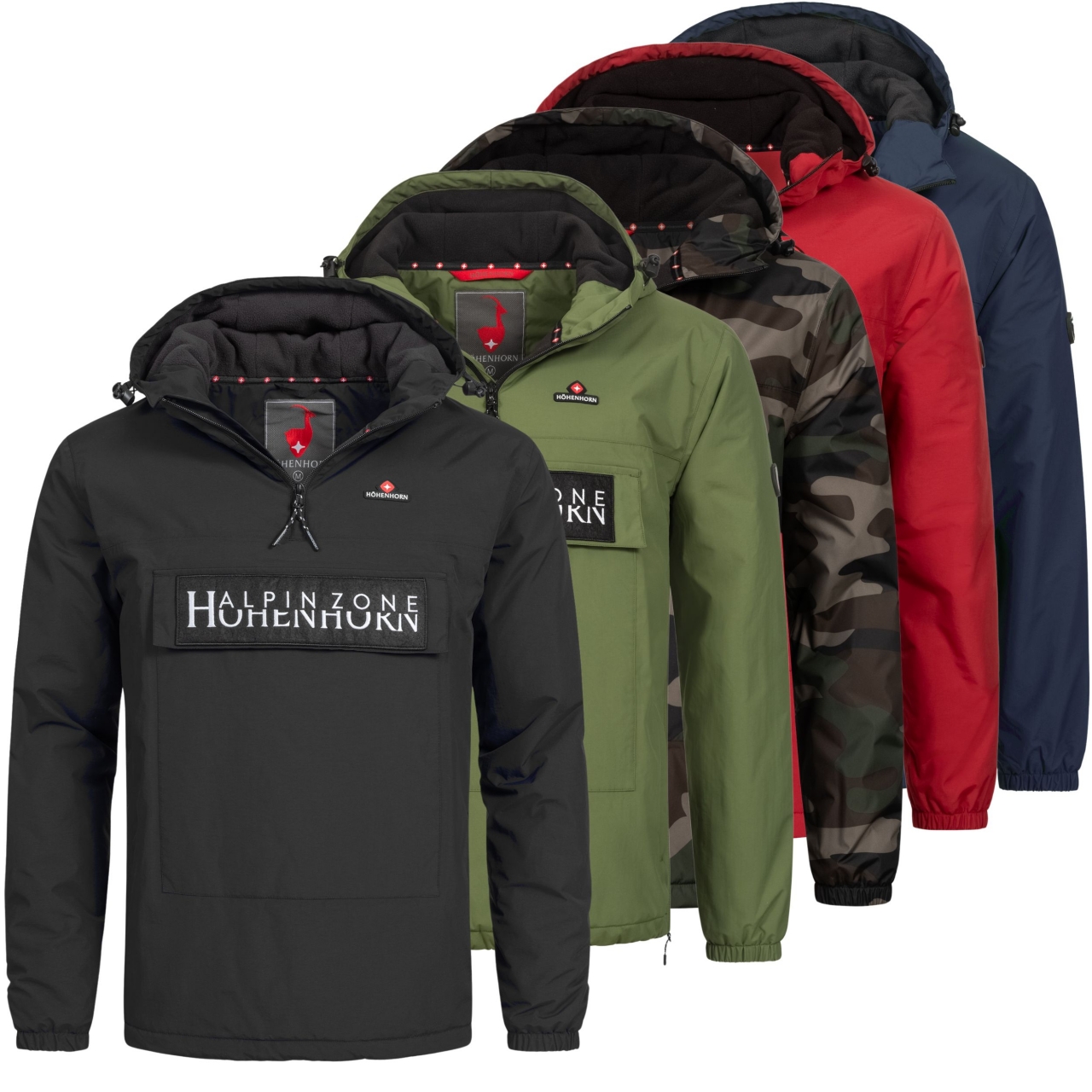 Höhenhorn Allesso Herren Jacke mit Bauchtasche Windbreaker Gefüttert 3XL Schwarz (1021) von Höhenhorn