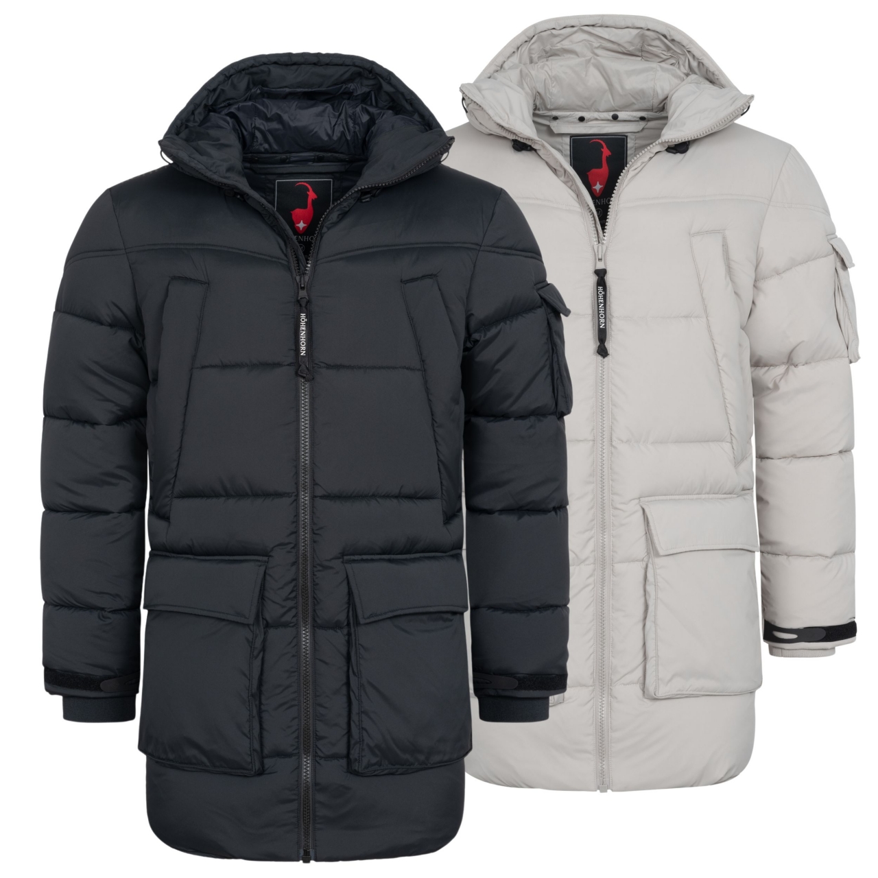 Höhenhorn Hochthron Herren Wintermantel Jacke Puffermantel Lang Gefüttert 3XL Schwarz von Höhenhorn