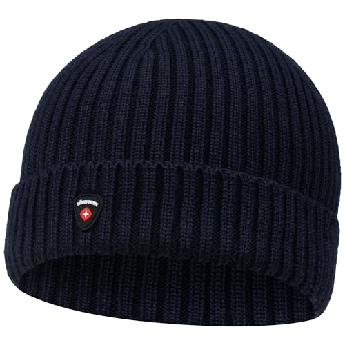 Höhenhorn Nordföhn Knitted Beanie Merinowolle Strickmütze Navy Rubber V2 von Höhenhorn