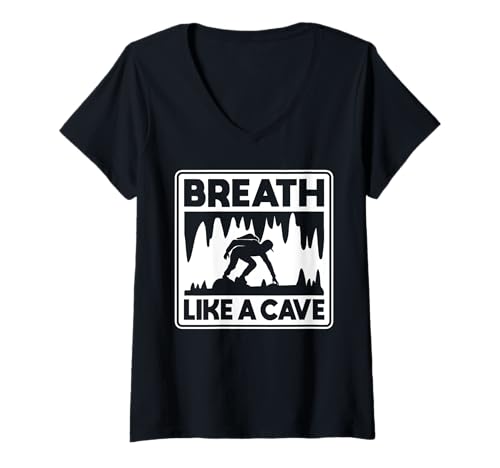 Damen Breath Like A Cave Caving Spelunker T-Shirt mit V-Ausschnitt Damen Breath Like A Cave Caving Spelunker T-Shirt mit V-Ausschnitt von Höhlenforscher Design Idee Spelunking