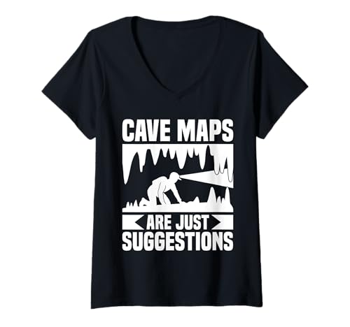 Damen Cave Maps Are Just Suggestions Caving Spelunker T-Shirt mit V-Ausschnitt Damen Cave Maps Are Just Suggestions Caving Spelunker T-Shirt mit V-Ausschnitt von Höhlenforscher Design Idee Spelunking