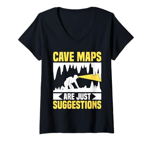 Damen Cave Maps Are Just Suggestions Caving Spelunker T-Shirt mit V-Ausschnitt Damen Cave Maps Are Just Suggestions Caving Spelunker T-Shirt mit V-Ausschnitt von Höhlenforscher Design Idee Spelunking