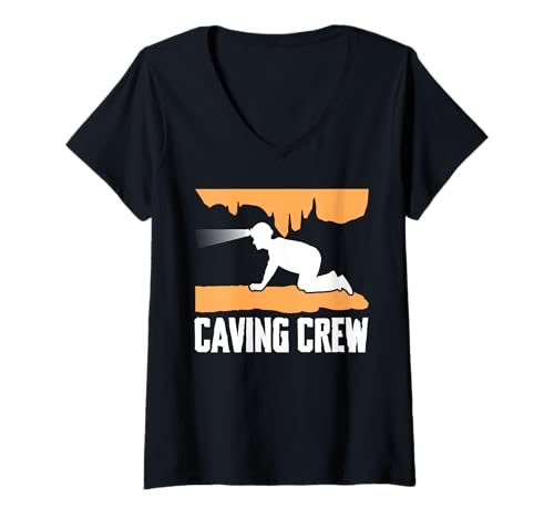 Damen Caving Crew Spelunker T-Shirt mit V-Ausschnitt Damen Caving Crew Spelunker T-Shirt mit V-Ausschnitt von Höhlenforscher Design Idee Spelunking