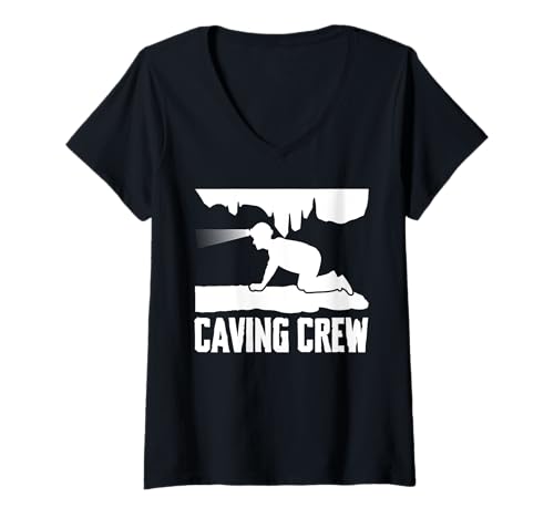 Damen Caving Crew Spelunker T-Shirt mit V-Ausschnitt Damen Caving Crew Spelunker T-Shirt mit V-Ausschnitt von Höhlenforscher Design Idee Spelunking
