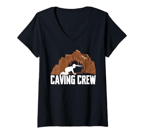 Damen Caving Crew Spelunker T-Shirt mit V-Ausschnitt Damen Caving Crew Spelunker T-Shirt mit V-Ausschnitt von Höhlenforscher Design Idee Spelunking