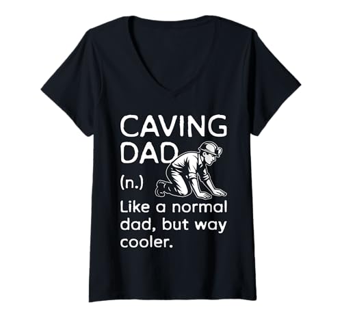 Damen Caving Dad Fathers Day Definition Spelunker T-Shirt mit V-Ausschnitt Damen Caving Dad Fathers Day Definition Spelunker T-Shirt mit V-Ausschnitt von Höhlenforscher Design Idee Spelunking